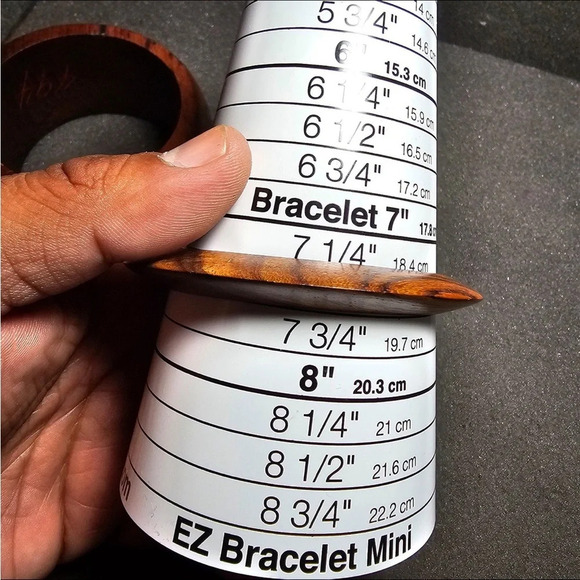 Wooden Boho Hand Made Brass Diamond Shape Inlay Cuff Bracelet Lot Of 2 Bracelets - Picture 11 of 11